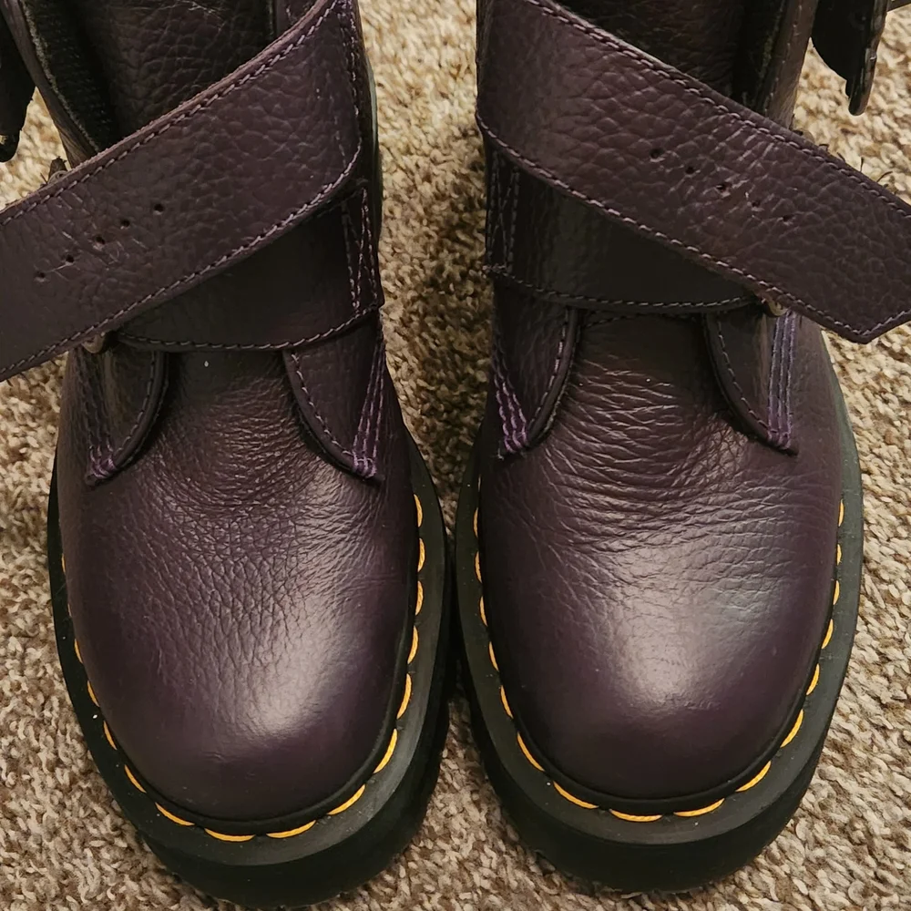 Dr. Martens Purple Leather Boots, Without The Box - Picture 2 of 4